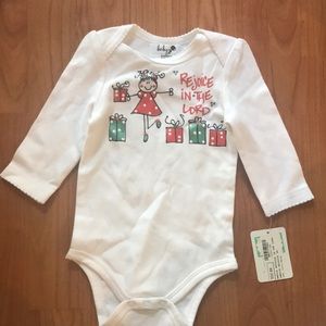 NWT Christmas holiday onesie 0-6 mo soft